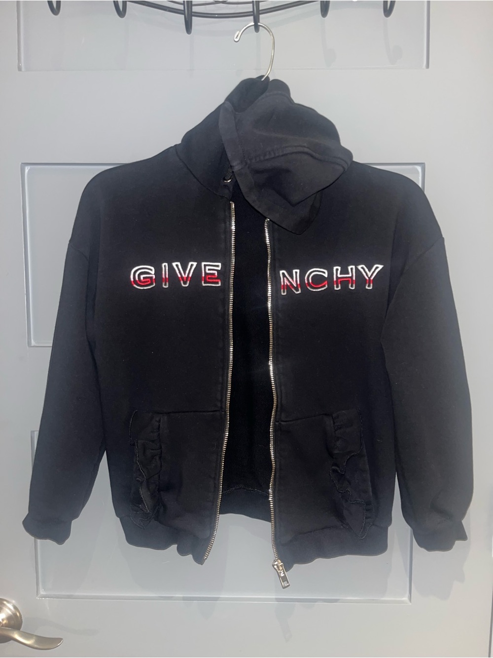 Givenchy Black Kids Zip Hoodie with Logo Sz 10 EUC